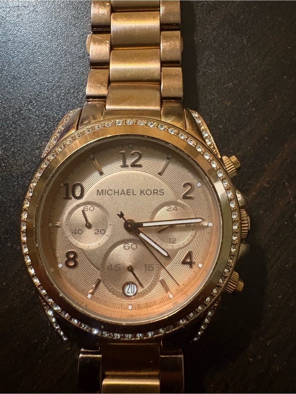 Michael Kors MK5263 Rose Gold Chronograph Crystal Bezel Women’s Watch Date